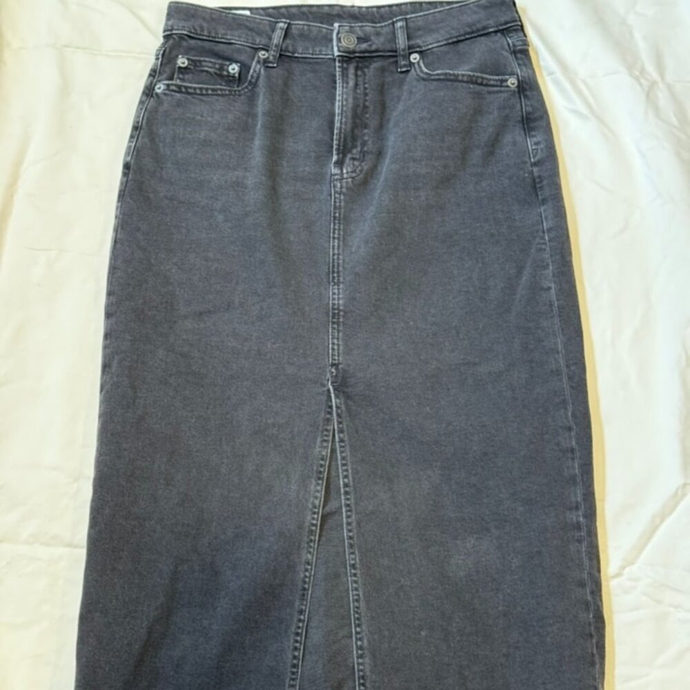 GAP Black washed denim pencil maxi skirt